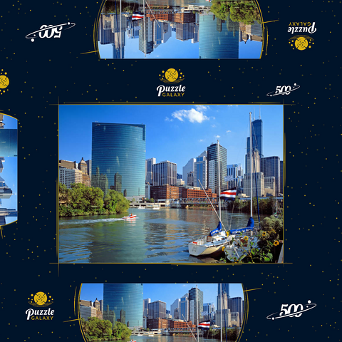 Skyline von Chicago, Illinois, USA 500 Puzzle Schachtel 3D Modell