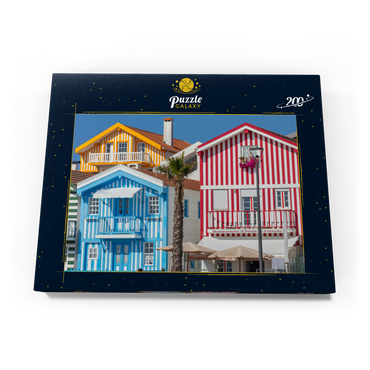 Bunte Holzhäuser im Bade- und Fischerort Costa Nova an der Atlantikküste 200 Puzzle Schachtel Ansicht3