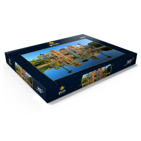 Darstellung des Puzzle Motivs Wasserbecken mit dem Mudejar Pavillon im Morgenlicht, Sevilla - Puzzleteile: 200