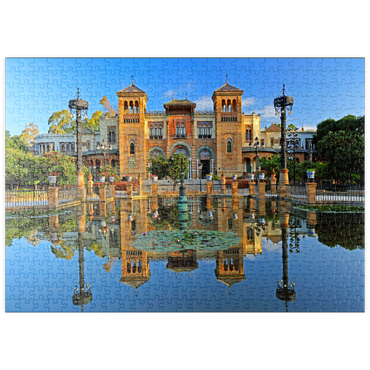 puzzleplate Wasserbecken mit dem Mudejar Pavillon im Morgenlicht, Plaza de America, Park Maria Luisa, Sevilla 500 Puzzle