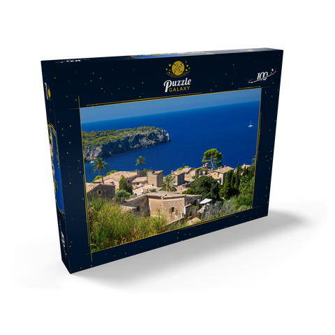 Blick über Lluc Alcari in die Cala de Deia, Mallorca, Balearen, Spanien 100 Puzzle Schachtel Ansicht2