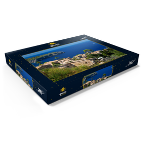 Darstellung des Puzzle Motivs Blick über Lluc Alcari in die Cala de Deia, Mallorca, Balearen, Spanien - Puzzleteile: 200