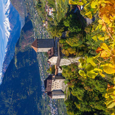 Schloss Tirol gegen Nationalpark Stilfser Joch, Dorf Tirol bei Meran, Provinz Bozen, Trentino-Südtirol 1000 Puzzle 3D Modell