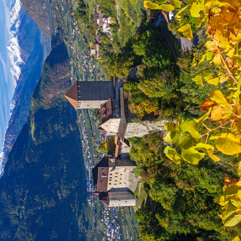 Schloss Tirol gegen Nationalpark Stilfser Joch, Dorf Tirol bei Meran, Provinz Bozen, Trentino-Südtirol 100 Puzzle 3D Modell