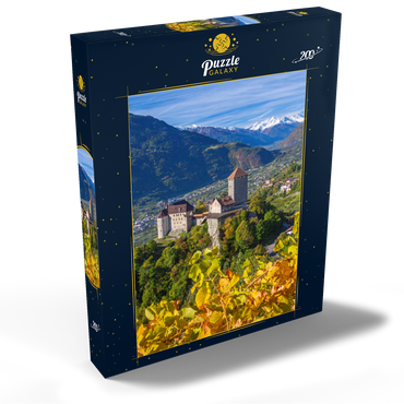 Schloss Tirol gegen Nationalpark Stilfser Joch, Dorf Tirol bei Meran, Provinz Bozen, Trentino-Südtirol 200 Puzzle Schachtel Ansicht2