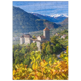 Darstellung des Puzzle-Motivs Schloss Tirol gegen Nationalpark Stilfser Joch, Trentino-Südtirol – Puzzleteile: 200