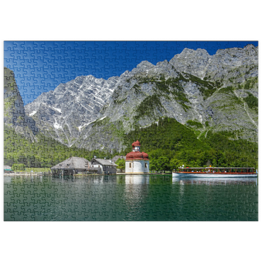 puzzleplate Blick über den See auf St. Bartholomä gegen den Watzmann (2713m) 500 Puzzle