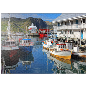 Darstellung des Puzzle-Motivs Fischerhafen in Honningsvag, Insel Mageröya, Finnmark, Norwegen – Puzzleteile: 1000