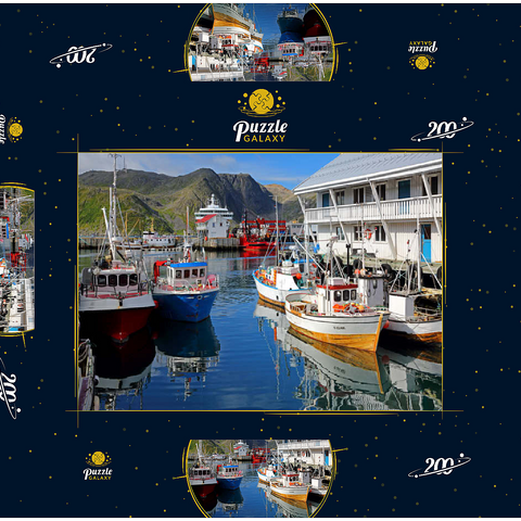 Fischerhafen in Honningsvag, Insel Mageröya, Finnmark, Norwegen 200 Puzzle Schachtel 3D Modell