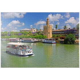 Darstellung des Puzzle-Motivs Ausflugsschiffe auf dem Guadalquivir mit dem Torre del Oro, Sevilla – Puzzleteile: 1000