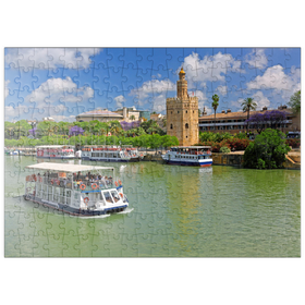 Darstellung des Puzzle-Motivs Ausflugsschiffe auf dem Guadalquivir mit dem Torre del Oro, Sevilla – Puzzleteile: 200