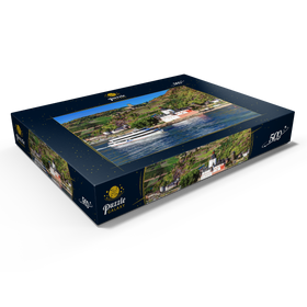Alternative Darstellung des Puzzle-Motivs Ausflugsschiff auf dem Rhein mit Burg Pfalzgrafenstein und Burg Gutenfels in Kaub – Puzzleteile: 500