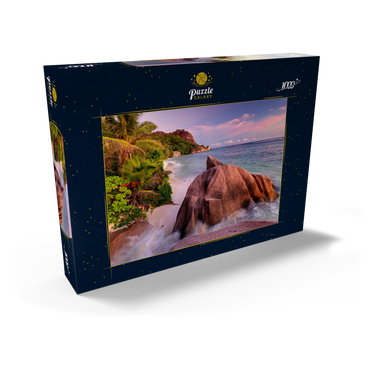 Granitfelsen am Strand Anse Source d' Argent, Insel La Digue, Seychellen 1000 Puzzle Schachtel Ansicht2