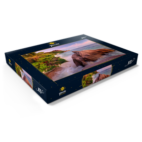 Darstellung des Puzzle Motivs Granitfelsen am Strand Anse Source d' Argent, Insel La Digue, Seychellen - Puzzleteile: 100