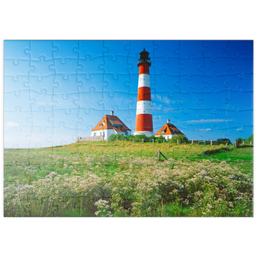 puzzleplate Leuchtturm im Nationalpark Wattenmeer, Westerhever, Deutschland 100 Puzzle