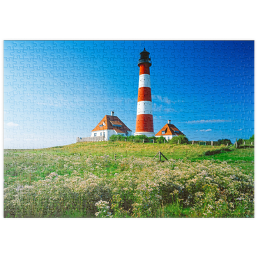 puzzleplate Leuchtturm im Nationalpark Wattenmeer, Westerhever, Deutschland 500 Puzzle