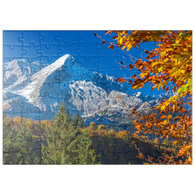Darstellung des Puzzle Motivs Alpspitze (2628m) im Herbst, Garmisch-Partenkirchen - Puzzleteile: 100