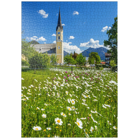 Darstellung des Puzzle-Motivs Blumenwiese vor der Kirche St. Sixtus – Puzzleteile: 1000