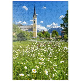 Darstellung des Puzzle-Motivs Blumenwiese vor der Kirche St. Sixtus – Puzzleteile: 200