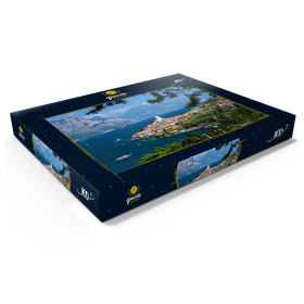 Alternative Darstellung des Puzzle-Motivs Blick nach Malcesine am Gardasee mit der Scaligerburg (14/15 Jh.) – Puzzleteile: 100