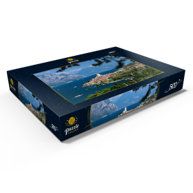 Alternative Darstellung des Puzzle-Motivs Blick nach Malcesine am Gardasee mit der Scaligerburg (14/15 Jh.) – Puzzleteile: 500