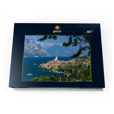 Blick nach Malcesine am Gardasee mit der Scaligerburg (14/15 Jh.), Provinz Verona, Venetien, Italien 500 Puzzle Schachtel Ansicht3