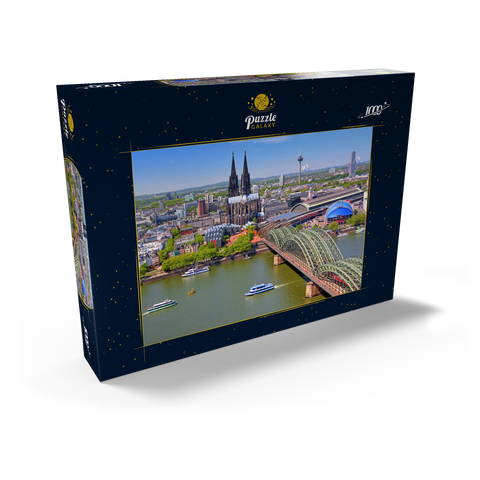Blick über den Rhein mit Kölner Dom und Hohenzollernbrücke, Köln 1000 Puzzle Schachtel Ansicht2
