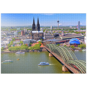 Darstellung des Puzzle-Motivs Blick über den Rhein mit Kölner Dom und Hohenzollernbrücke, Köln – Puzzleteile: 1000