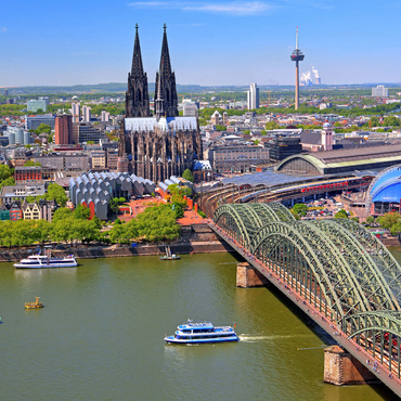 Blick über den Rhein mit Kölner Dom und Hohenzollernbrücke, Köln 1000 Puzzle 3D Modell