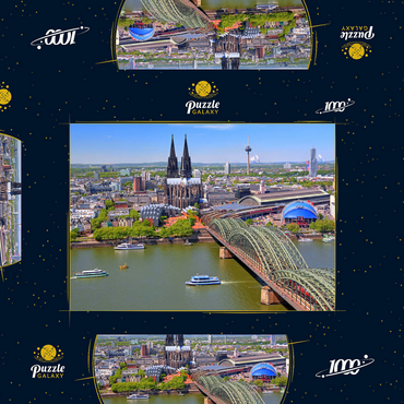 Blick über den Rhein mit Kölner Dom und Hohenzollernbrücke, Köln 1000 Puzzle Schachtel 3D Modell