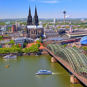 Blick über den Rhein mit Kölner Dom und Hohenzollernbrücke, Köln 100 Puzzle 3D Modell