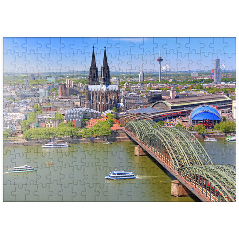 puzzleplate Blick über den Rhein mit Kölner Dom und Hohenzollernbrücke, Köln 200 Puzzle