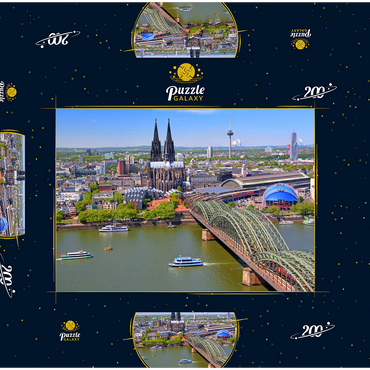 Blick über den Rhein mit Kölner Dom und Hohenzollernbrücke, Köln 200 Puzzle Schachtel 3D Modell