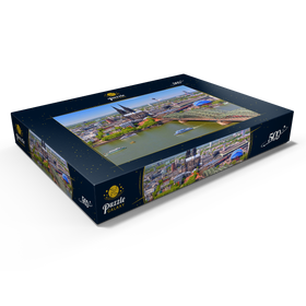 Darstellung des Puzzle Motivs Blick über den Rhein mit Kölner Dom und Hohenzollernbrücke, Köln - Puzzleteile: 500