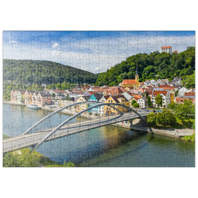 Darstellung des Puzzle-Motivs Brücke über die Altmühl in Riedenburg mit dem Schloss Rosenstein – Puzzleteile: 200