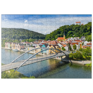 puzzleplate Brücke über die Altmühl in Riedenburg mit dem Schloss Rosenstein am Altmühl Radweg 200 Puzzle