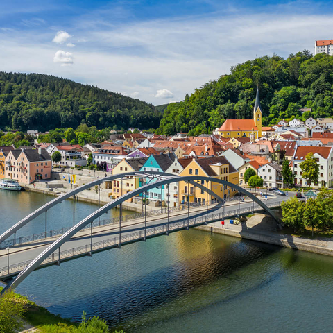 Brücke über die Altmühl in Riedenburg mit dem Schloss Rosenstein am Altmühl Radweg 200 Puzzle 3D Modell
