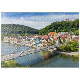 Darstellung des Puzzle-Motivs Brücke über die Altmühl in Riedenburg mit dem Schloss Rosenstein – Puzzleteile: 500