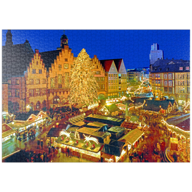 Darstellung des Puzzle-Motivs Weihnachtsmarkt auf dem Römerberg, Frankfurt am Main – Puzzleteile: 1000