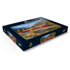 Alternative Darstellung des Puzzle-Motivs Rhätische Bahn am Berninapass mit Blick ins Tal Val Morteratsch – Puzzleteile: 200