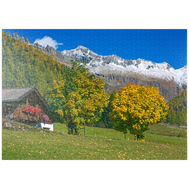 puzzleplate Bauernhaus bei Kasern, Ahrntal, Trentino-Südtirol 1000 Puzzle