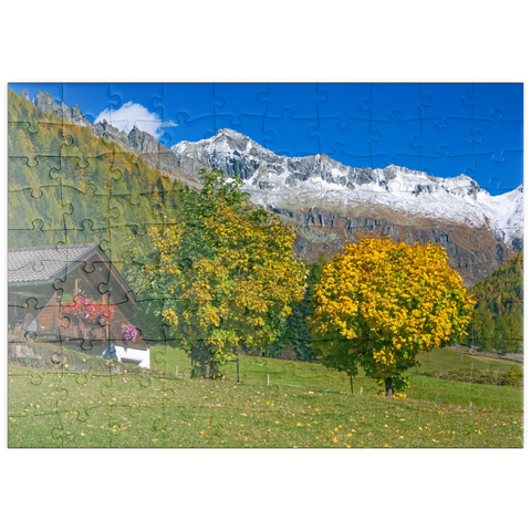 puzzleplate Bauernhaus bei Kasern, Ahrntal, Trentino-Südtirol 100 Puzzle