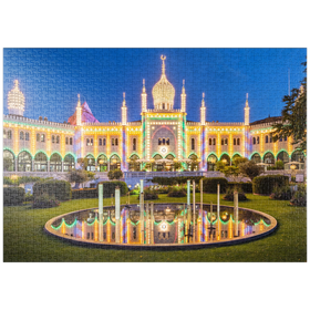 Darstellung des Puzzle Motivs Maurischer Palast am Abend im Vergnügungspark - Puzzleteile: 1000