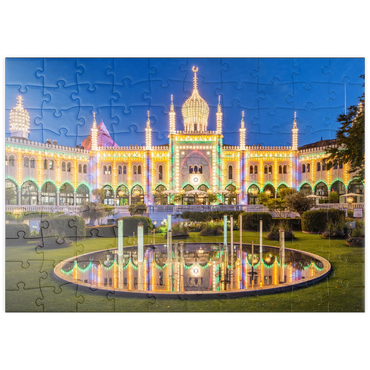 puzzleplate Maurischer Palast am Abend im Vergnügungspark 100 Puzzle