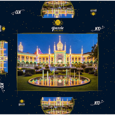 Maurischer Palast am Abend im Vergnügungspark 100 Puzzle Schachtel 3D Modell
