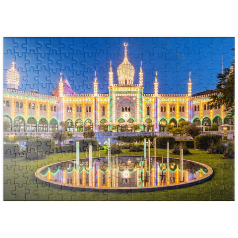 puzzleplate Maurischer Palast am Abend im Vergnügungspark 200 Puzzle