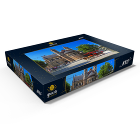 Darstellung des Puzzle Motivs St. Servatiusbasilika am Vrijthof mit Pferdekutsche, Maastricht - Puzzleteile: 1000