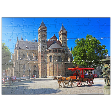 puzzleplate St. Servatiusbasilika am Vrijthof mit Pferdekutsche, Maastricht 100 Puzzle