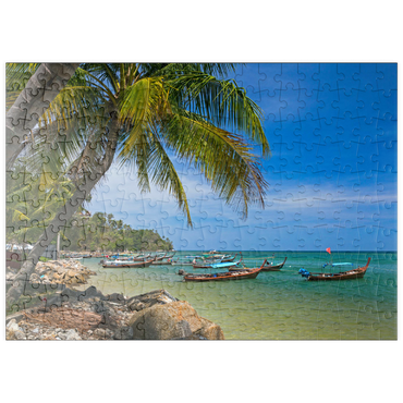 puzzleplate Fischerboote am Strand von Bang Tao, Insel Phuket, Thailand 200 Puzzle