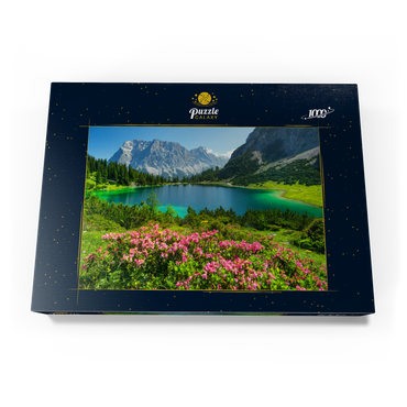 Blühende Alpenrosen am Seebensee im Wandergebiet der Ehrwalder Alm, Tiroler Zugspitz Arena 1000 Puzzle Schachtel Ansicht3